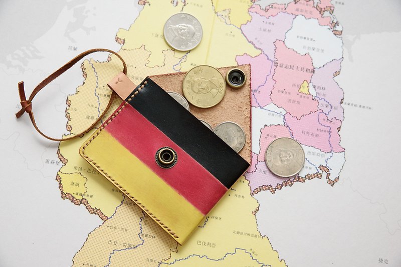 Hand dyed-genuine leather German coin purse-German flag - Coin Purses - Genuine Leather Multicolor