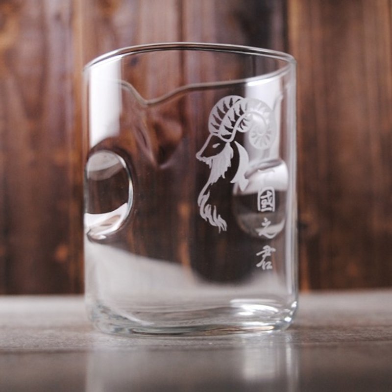 255cc [cup] sheep goat Pinch two fingers 12 zodiac customized cup - Bar Glasses & Drinkware - Glass Brown