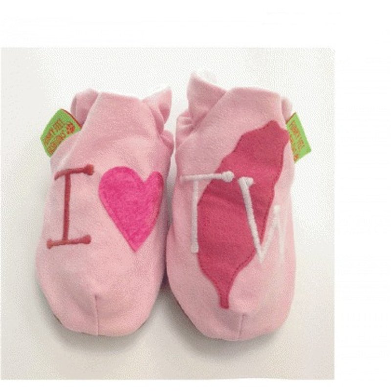 【英國手工鞋FunkyFeet Fashions】愛台灣pink學步鞋 - 男/女童鞋 - 棉．麻 粉紅色
