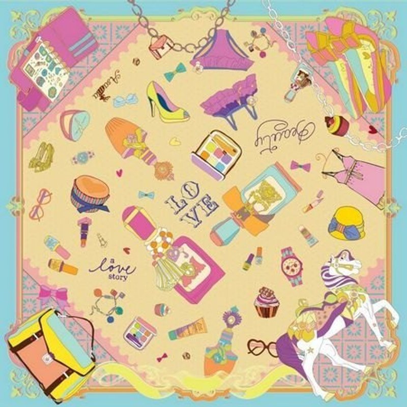 Asama designer silk scarf / girl dream Love of Beauty (mustard) - ผ้าพันคอ - วัสดุอื่นๆ สีเหลือง