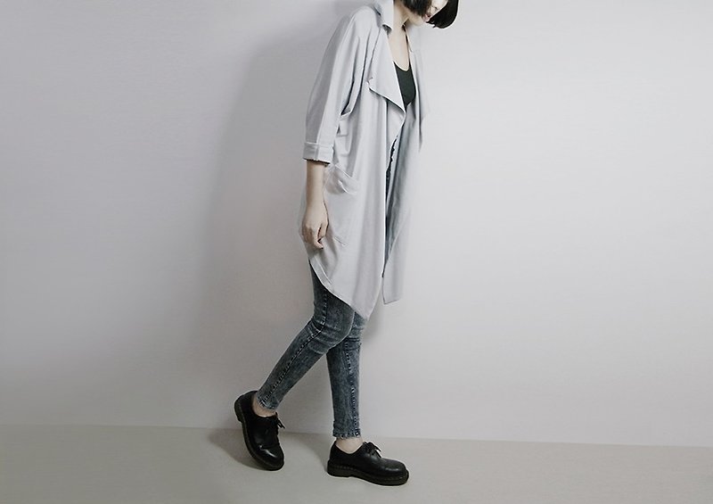 I . A . N Design 灰色特殊立體領外套 有機棉 Organic Cotton - 女大衣/外套 - 棉．麻 灰色