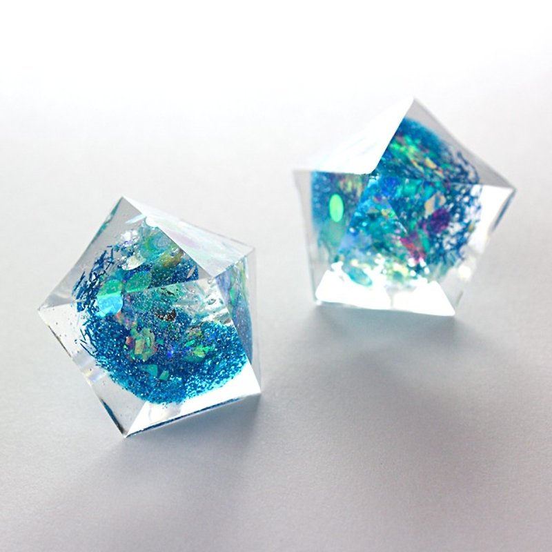 ペンタゴンドームピアス(プラネタリウム) - 耳環/耳夾 - 其他材質 藍色