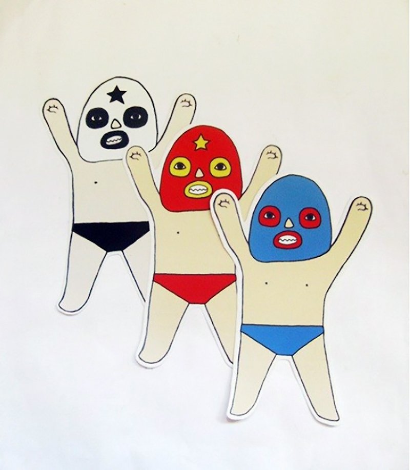 Wrestler Mask Man Suitcase Sticker 7/15/23cm - Stickers - Paper Red