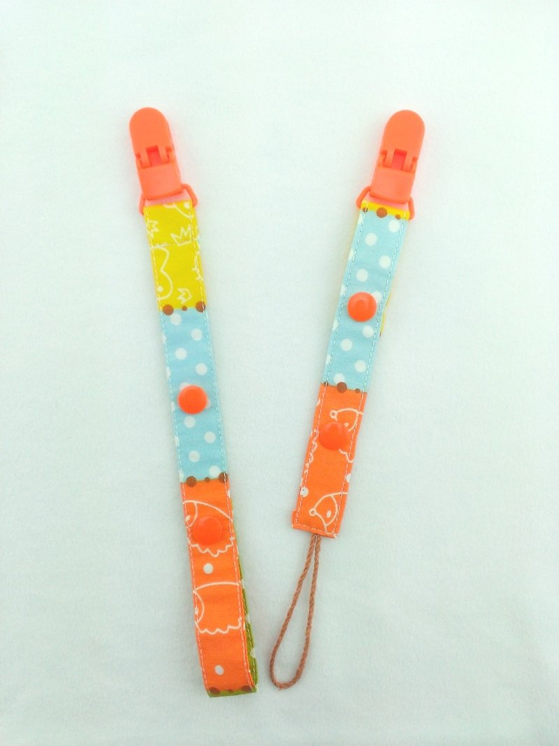 Shuhuo farm. Hand pacifier chain / chain Toys - button and drawstring formula (vanilla pacifier use) (adjustable length) (with the same paragraph E. coil) - Bibs - Cotton & Hemp Orange