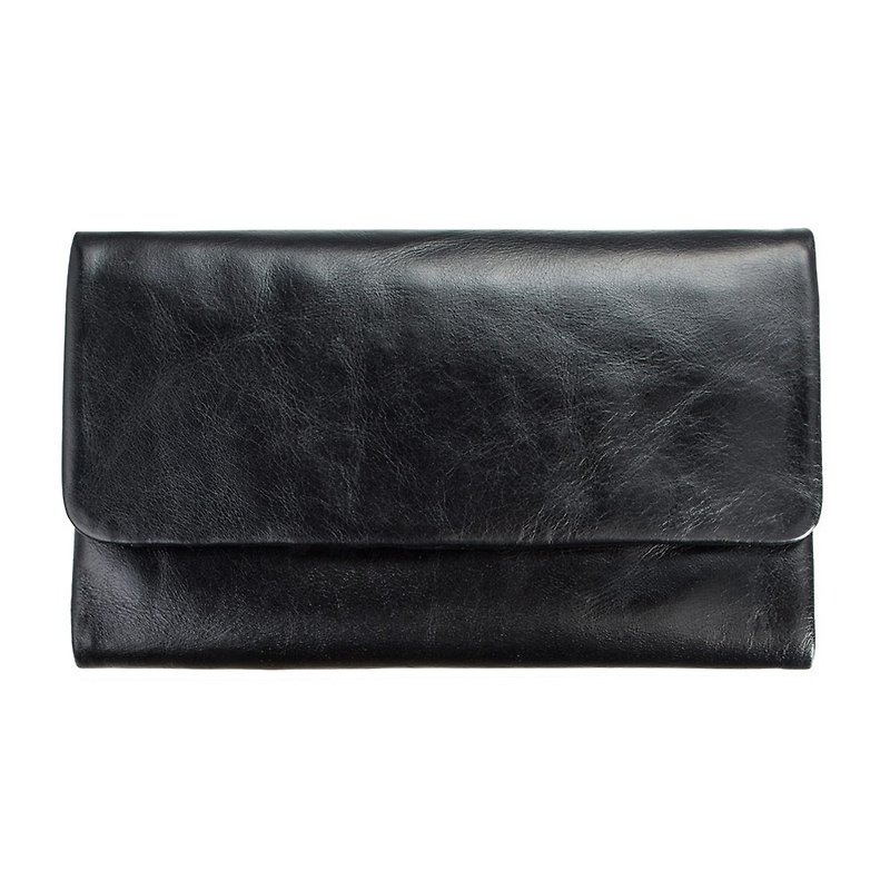 AUDREY Long Clip_Black / Black - กระเป๋าสตางค์ - หนังแท้ สีดำ