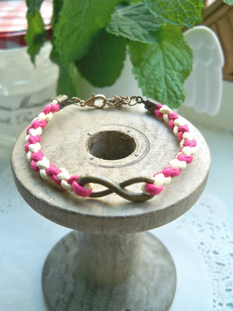 Infinite Braided Bracelet-(Dark Pink + Light Yellow) - Bracelets - Other Materials Multicolor