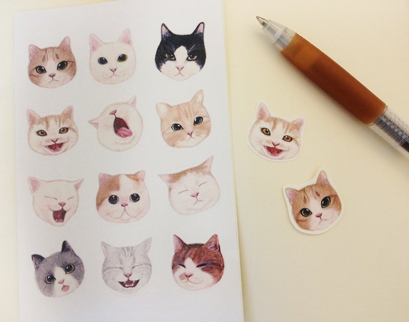 Little girl cat stickers - Stickers - Paper Orange