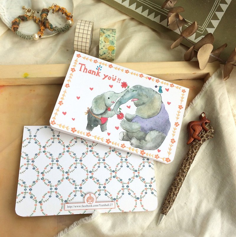 Thank You Card (Elephant Mother and Child/Mother's Day Thank You Card) - การ์ด/โปสการ์ด - กระดาษ สีเทา