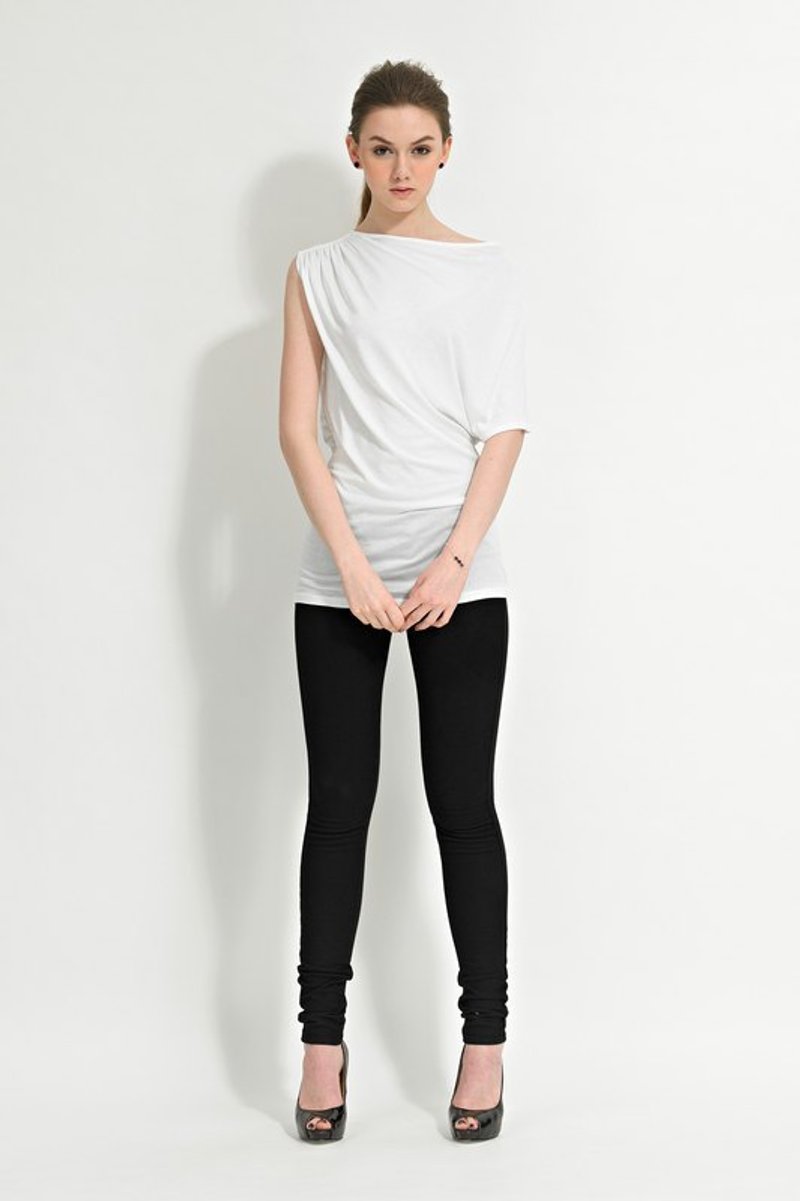 Asymmetric Long Knit Top - Women's T-Shirts - Other Materials White