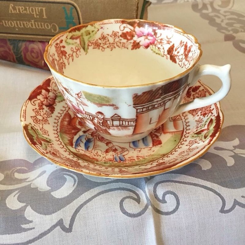 Britain made a century antique coffee cup set / flower cup group - ถ้วย - เครื่องลายคราม 