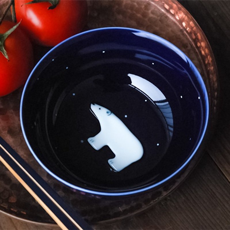 Three shallow ceramic | original design wizard Snow Country polar bear polar bears rice bowl (Ji-blue rice bowl) bowl birthday wedding gift ideas - ถ้วยชาม - วัสดุอื่นๆ สีเขียว