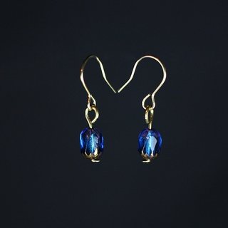The Happy Prince - Poseidon Aquamarine Gold Antique Teardrop Glass Bronze Earrings