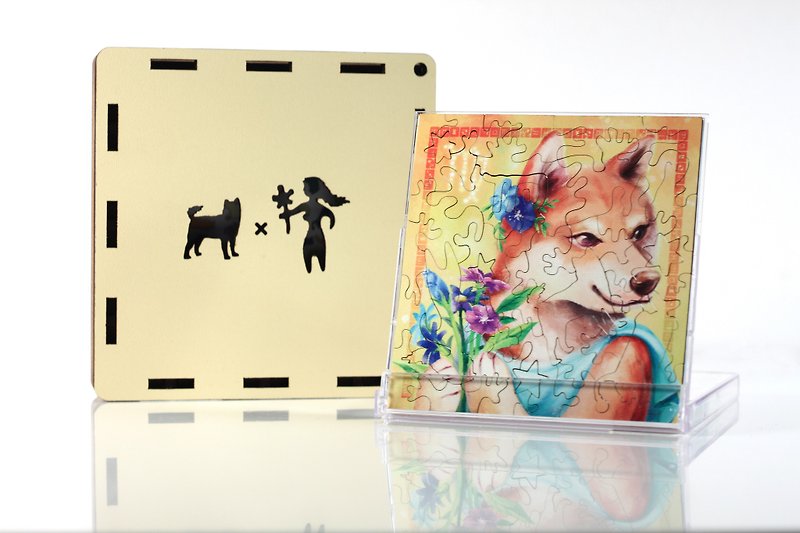 35P Wooden Puzzle_Virgo X Shiba Inu - Puzzles - Wood Yellow