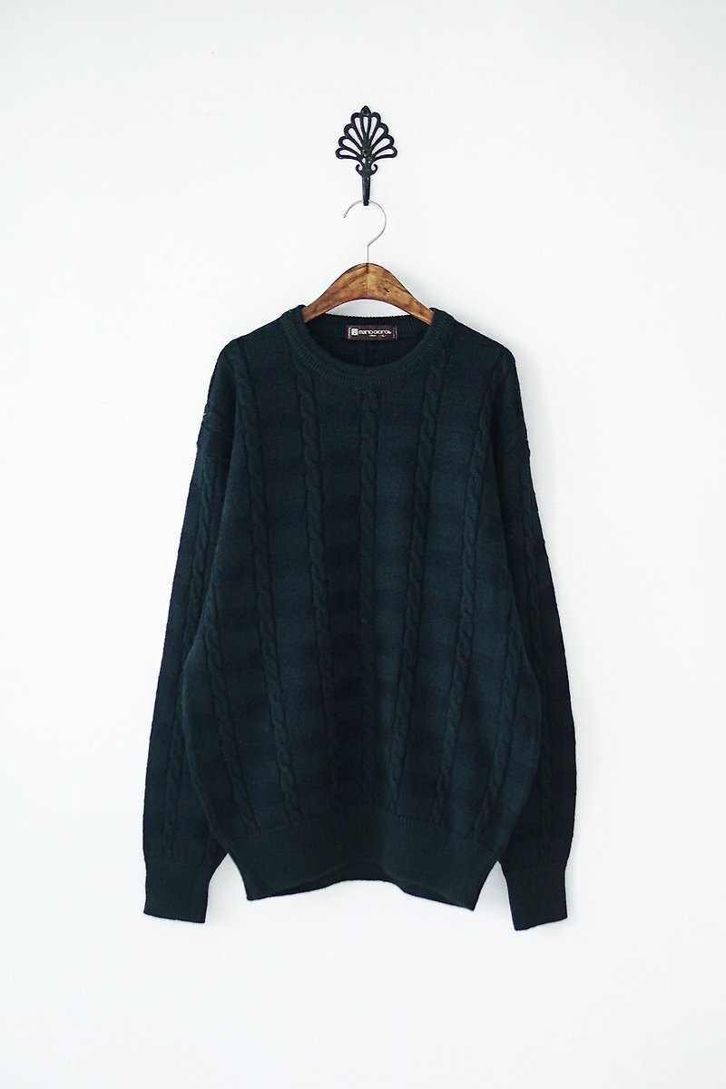 【Banana Flyin'】日本製 復古著 藍綠 麻花辮毛衣 男女都可 - Women's Sweaters - Other Materials Green