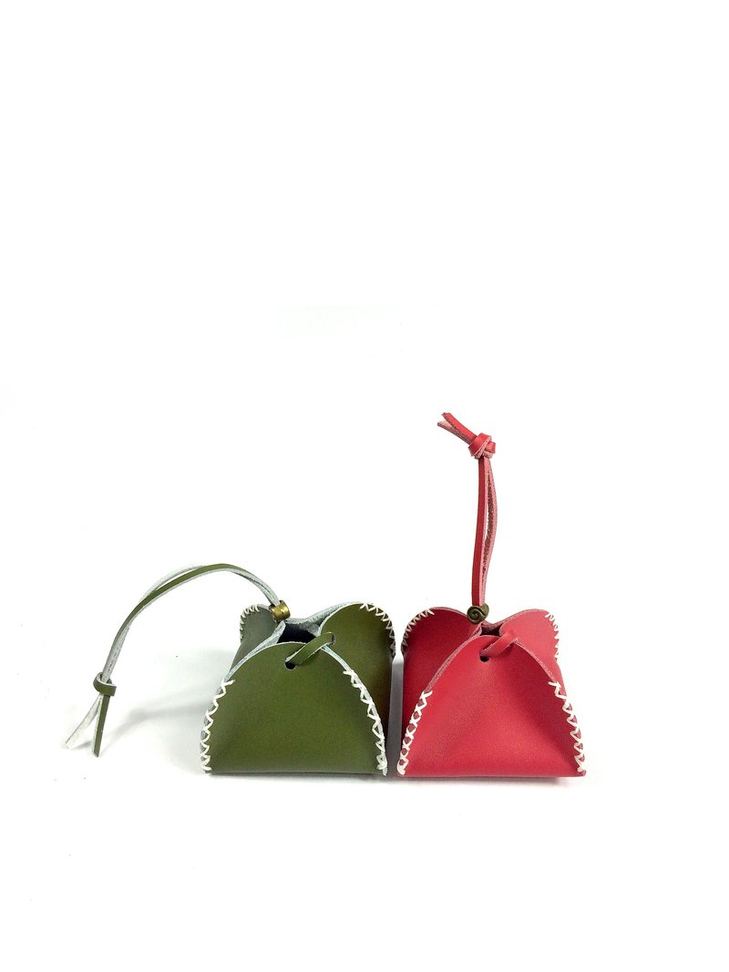 Zemoneni Leather purse all purpose for coin in red color one set Red & Green - กระเป๋าใส่เหรียญ - หนังแท้ หลากหลายสี