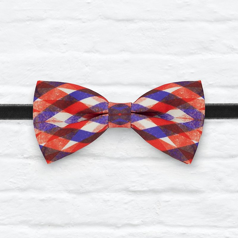 Style 0011 學院風條紋 印花 系列 領結 Preppy Stripe pattern bowtie - 頸圈項鍊 - 其他材質 紅色