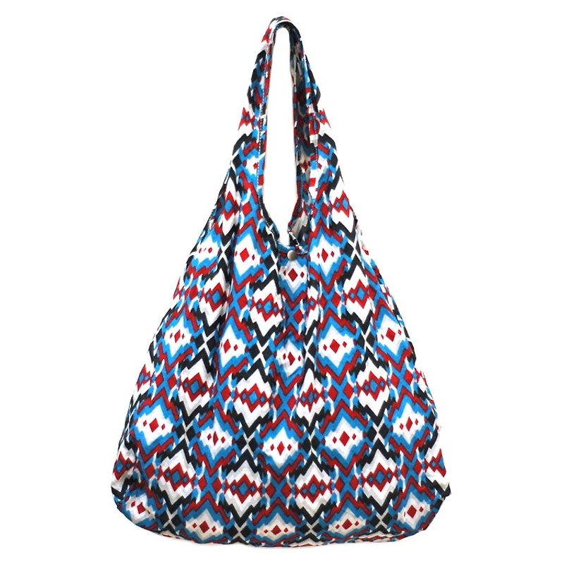 防潑水環保袋 - 藍紅印地安 - 側背包/斜孭袋 - 塑膠 藍色