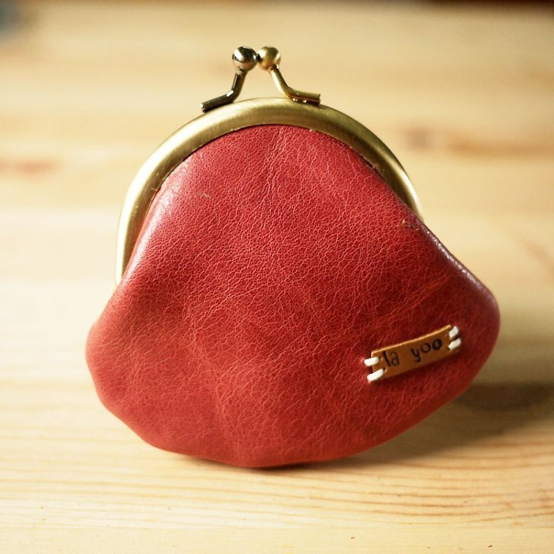 小口小口真皮口金包(紅色)frame bag - Coin Purses - Genuine Leather Red