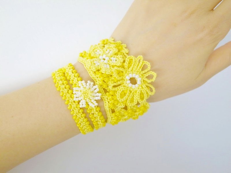 Lace Jewelry (Boho Chic 1-e) Bracelet - Bracelets - Cotton & Hemp Yellow