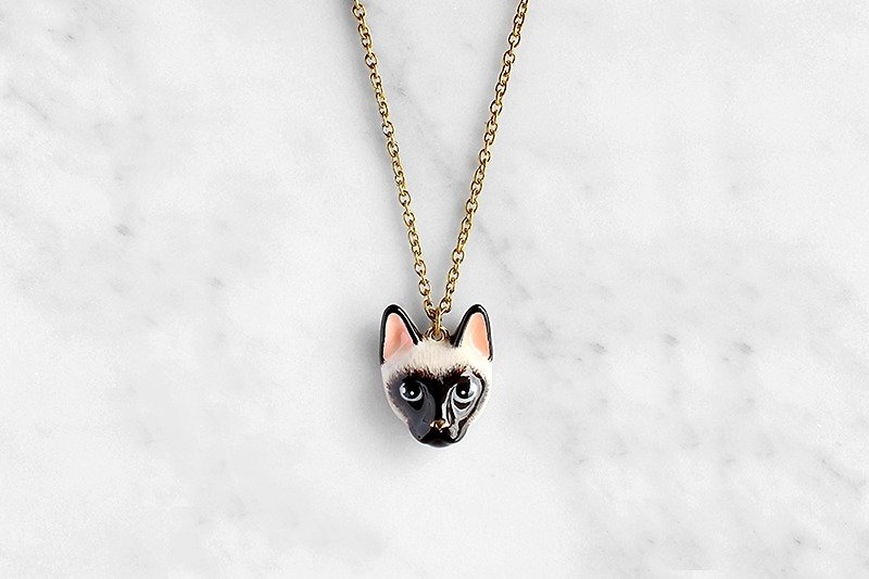 Dalah Cat Necklace, Siamese cat, Cat Necklace, Cat Jewelry. - Necklaces - Copper & Brass Brown