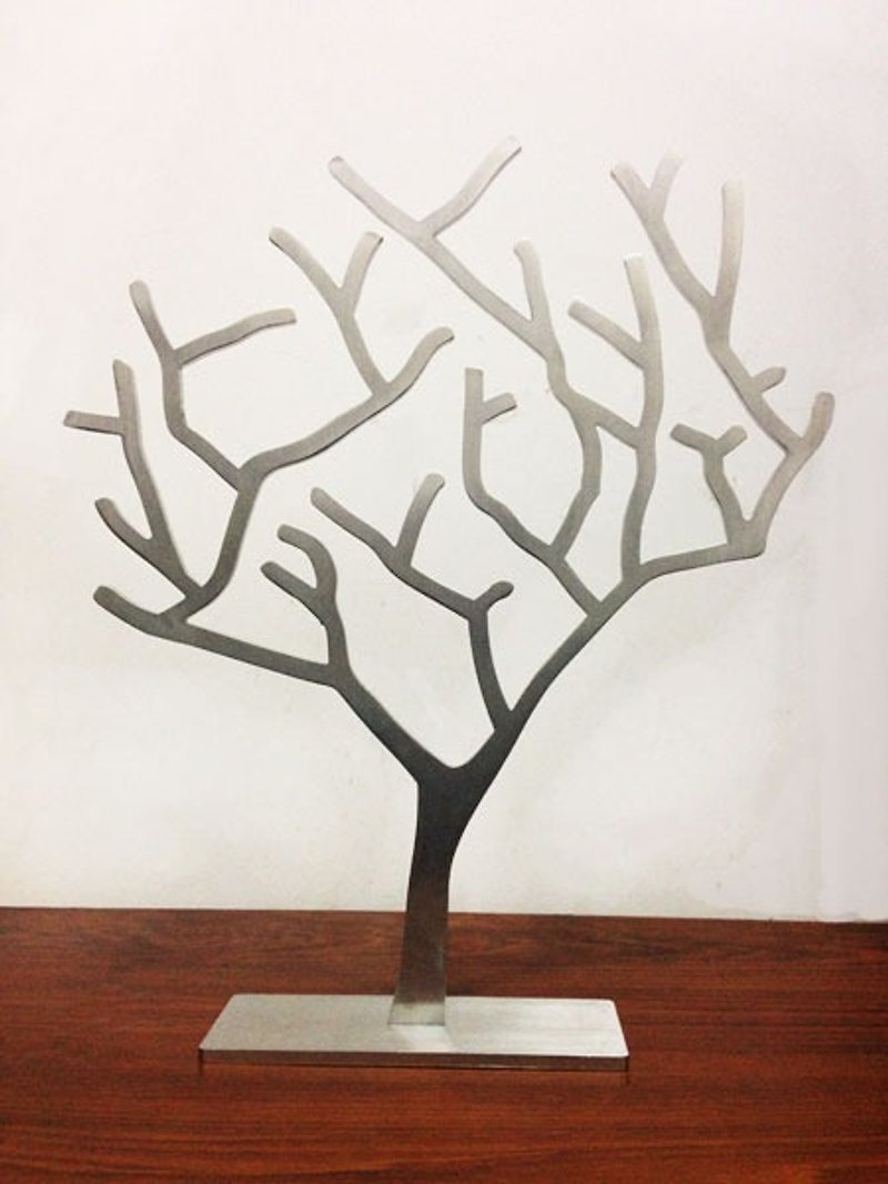 Large Stainless Steel jewelry tree, unique fantasy atmosphere, solid 5mm thick texture, can be directly decorated in the writer - ของวางตกแต่ง - โลหะ สีเงิน