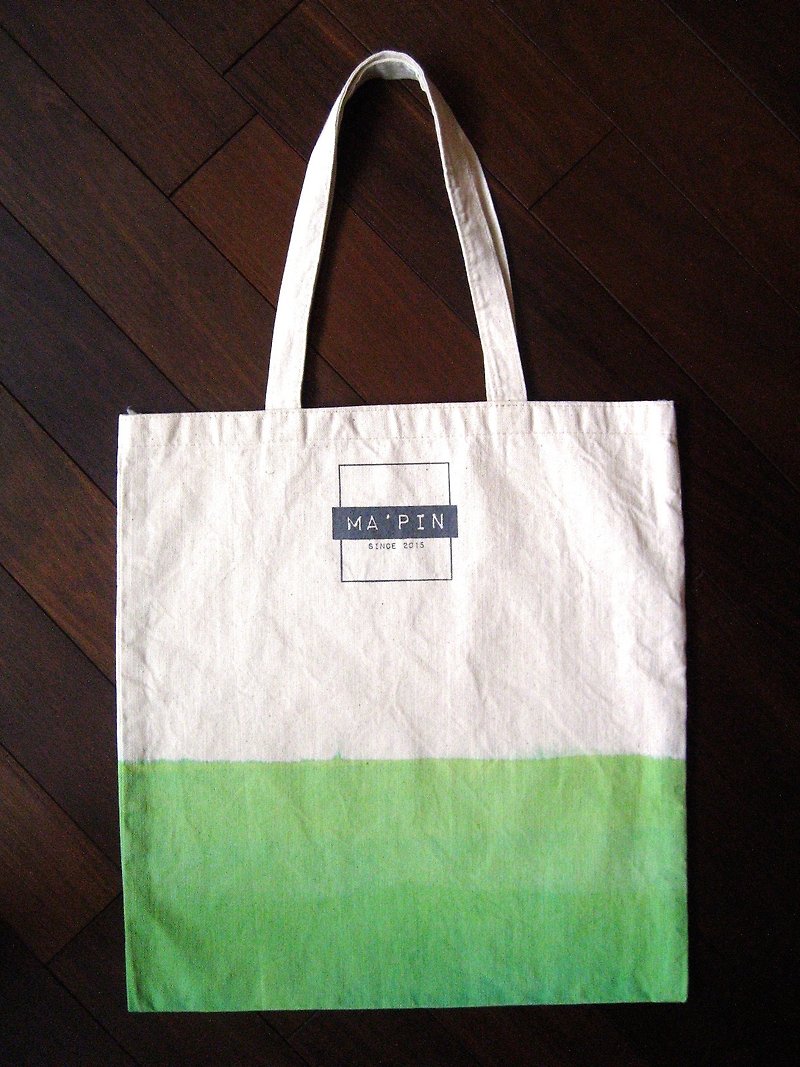 Ma'pin 經典logo 段染系列 \ 清境綠 - 側背包/斜孭袋 - 棉．麻 白色