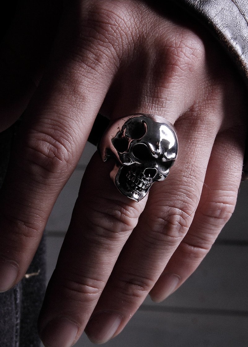 Skull Ring | Plain Simple Classic Skull Ring | Standard Collection - General Rings - Sterling Silver Silver