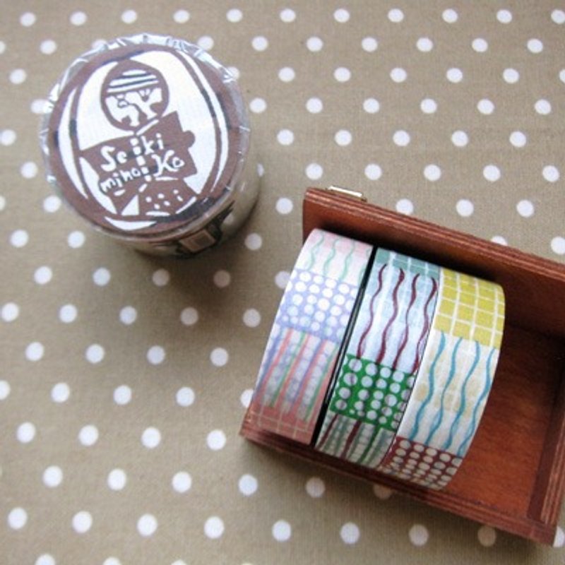 Kurashiki artistic conception and paper tape 3P [onyx grid Shuiyu 3 color set (45322-08)] - Washi Tape - Paper Multicolor