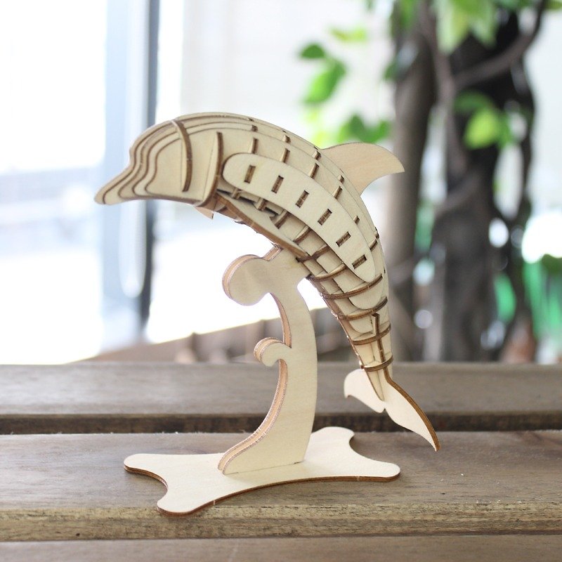 Jigzle 3D立體木拼圖 | 動物系列 海豚 | 超療癒 - 拼圖/砌圖 - 木頭 卡其色
