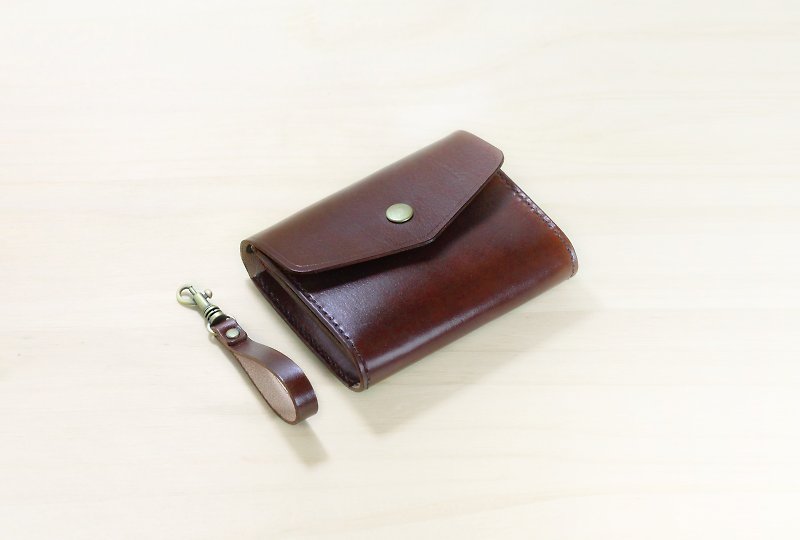 Zipper Coin Purse / Short Wallet - กระเป๋าสตางค์ - หนังแท้ สีนำ้ตาล