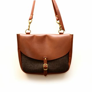 [Chinese] woolen handmade lady fakir 60&#x27;s texture leather messenger bag for exclusive wool stitching