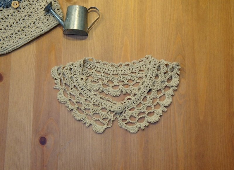 棉麻線編織自然風蕾絲領片/領圍~ - 絲巾 - 其他材質 多色