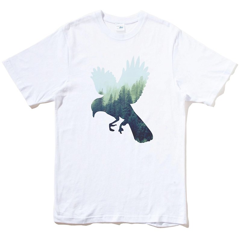 Bird Forest 短袖T恤 白色 鳥森林照片文創自創文青自然自由禮物 - 男 T 恤 - 棉．麻 白色