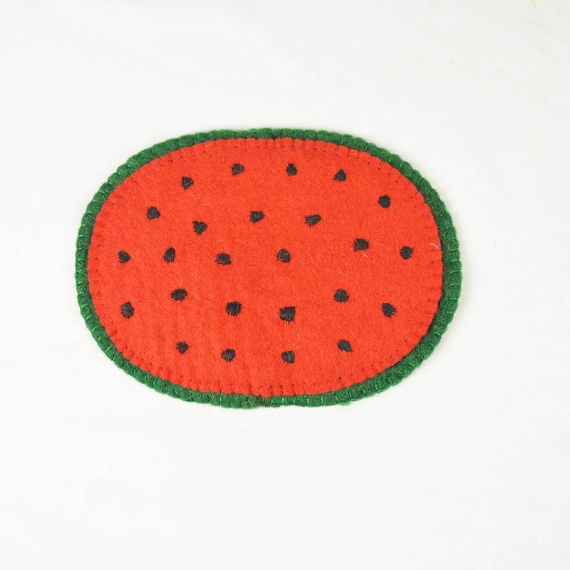 Wool felt coasters / insulation sleeve openings laugh _ _ watermelon fair trade - ที่รองแก้ว - ขนแกะ สีแดง