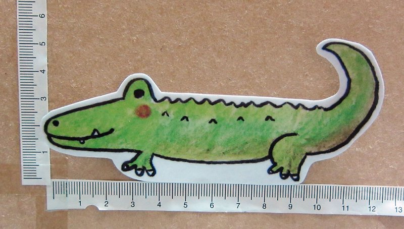 Hand drawn illustration style fully waterproof sticker crocodile - Stickers - Waterproof Material Green