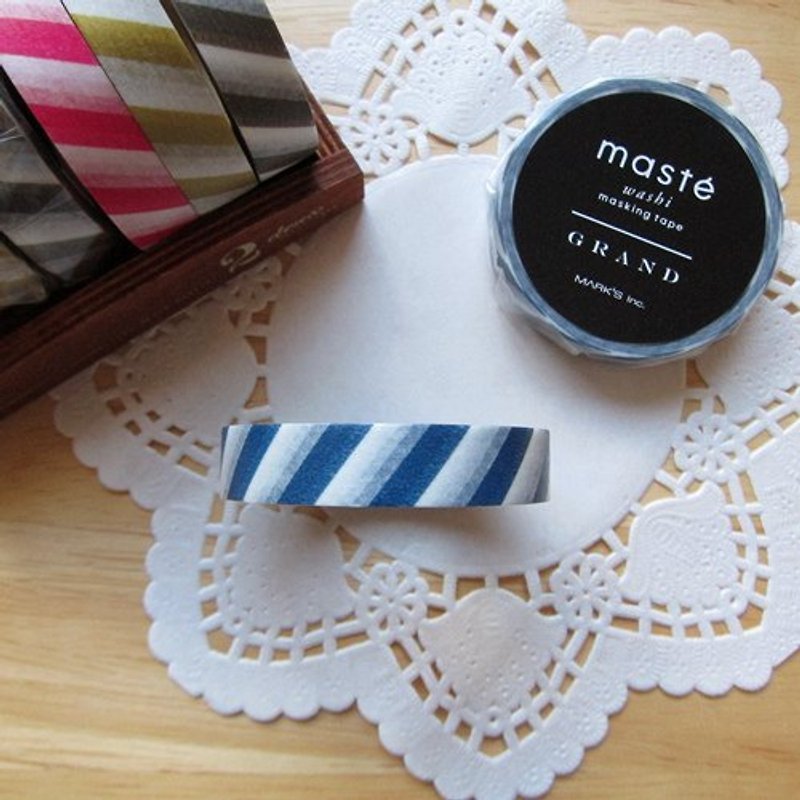 maste Masking Tape and paper tape [diagonal stripes - navy blue (MSG-MKT21-NV)] - มาสกิ้งเทป - กระดาษ สีน้ำเงิน