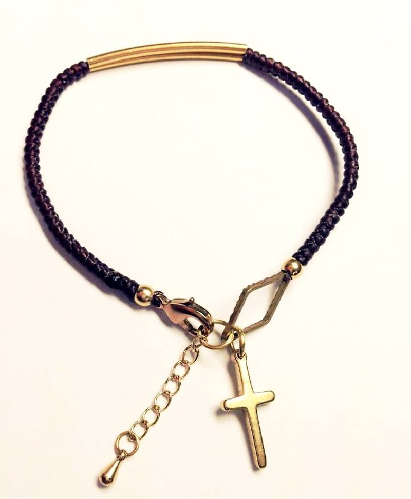 The golden ratio. Simple series of crosses. Wax hand for Bronze wire bracelet ◆ Sugar Nok ◆ - Bracelets - Waterproof Material Brown