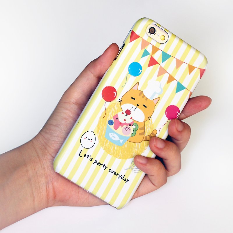 【買一送一】Kalo 卡樂創意iPhone 6 / 6S 保護殼-彩色歡樂派對貓 - 手機殼/手機套 - 塑膠 黃色
