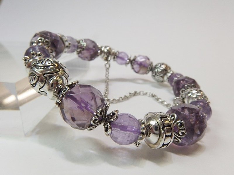 Violet - Natural Amethyst 925 sterling silver bracelet Hong Kong original design - Bracelets - Gemstone Purple
