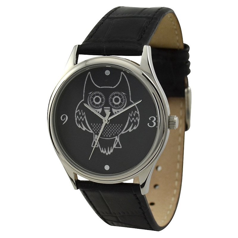 貓頭鷹手錶 - 男裝錶/中性錶 - 其他金屬 黑色