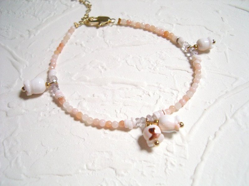 Cute shell flower cherry stone bracelet - Bracelets - Other Materials Pink