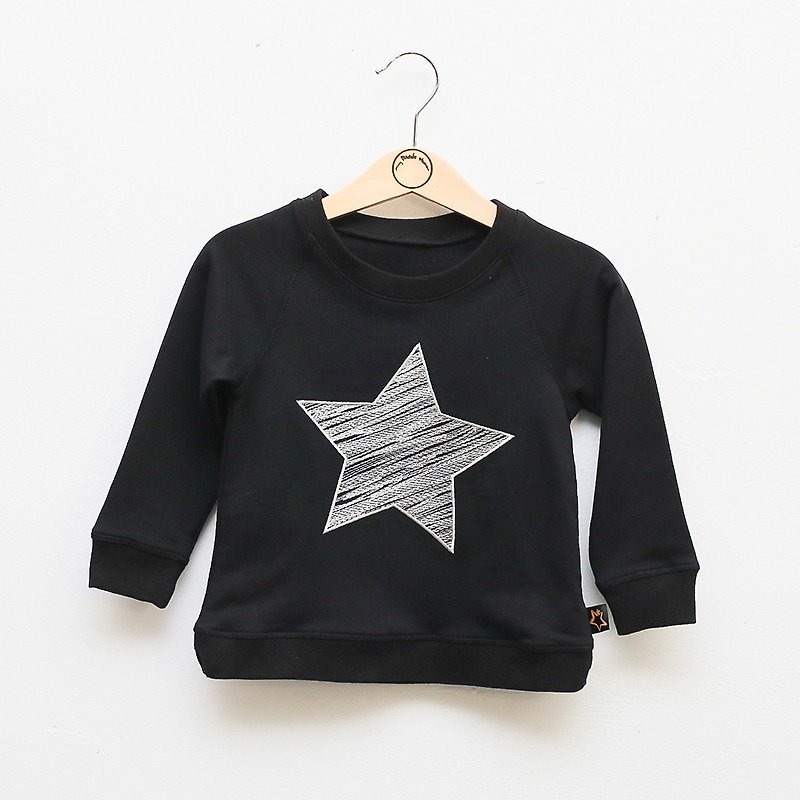 my little star little star organic cotton T-shirt (black) - อื่นๆ - ผ้าฝ้าย/ผ้าลินิน สีดำ
