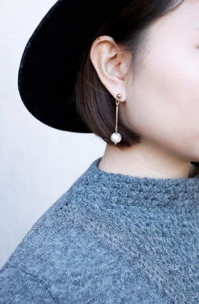 Piercing and earrings dritto [type: B] - ต่างหู - โลหะ ขาว