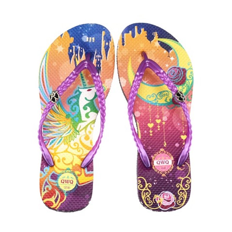 QWQ創意設計人字拖鞋(無鑽)-幻夜-紫【FAN0141503】 - 女休閒鞋/帆布鞋 - 防水材質 紫色