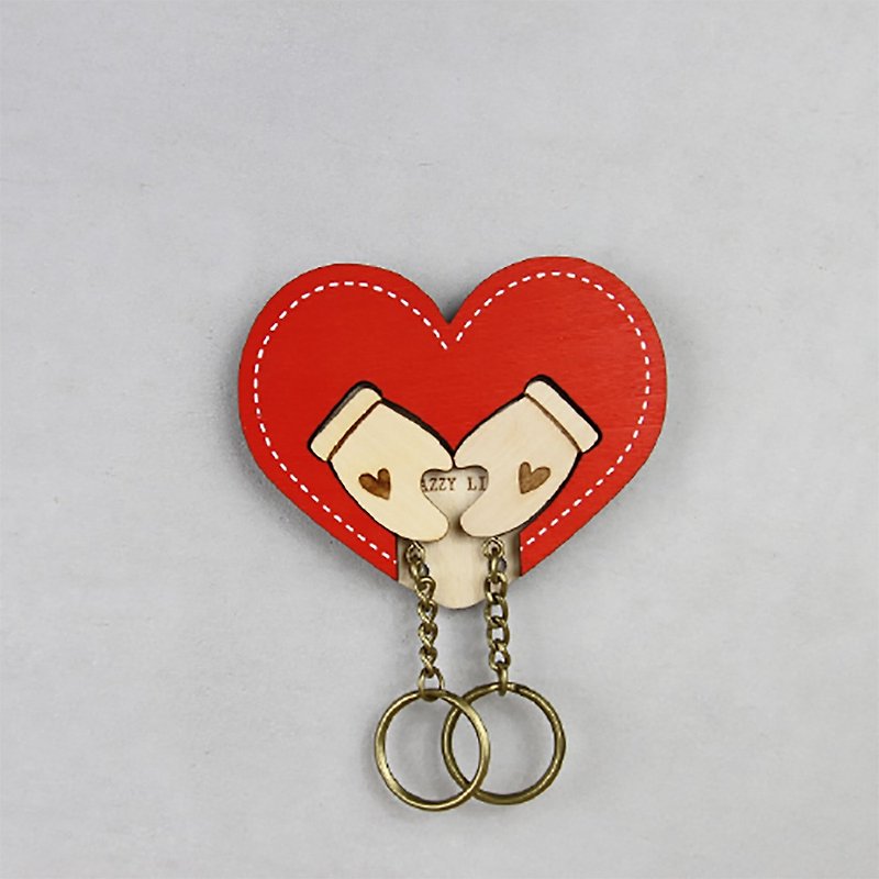 【情人節禮物】【客製化禮物】Key House 套住愛情 鑰匙圈 - 擺飾/家飾品 - 木頭 紅色