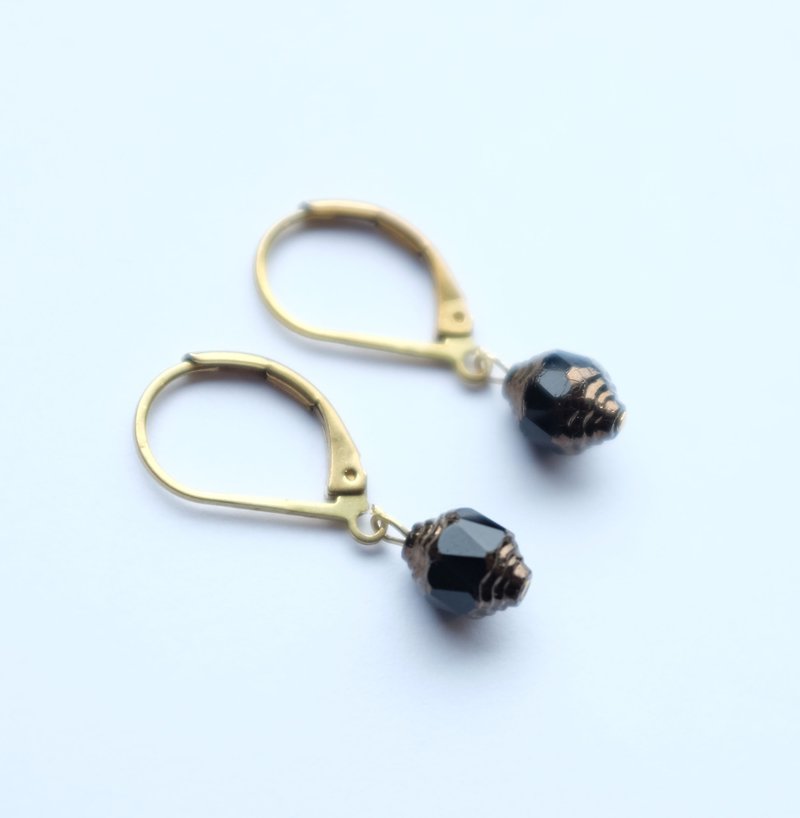 Black Czech Glass Earrings - Earrings & Clip-ons - Gemstone 