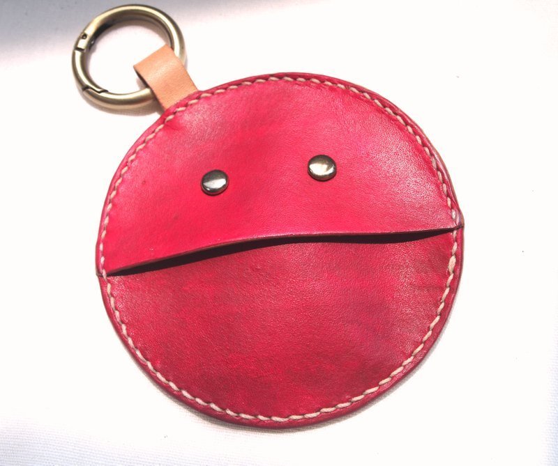 小精靈扣環零錢包(桃紅) Pacman Coin Holder - 零錢包/小錢包 - 真皮 紅色
