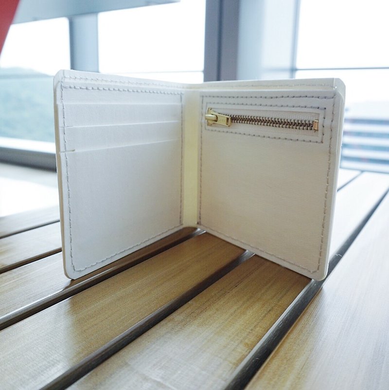 短い洗浄クラフト紙ソリッドカラーのファスナー財布 - 財布 - その他の素材 ホワイト