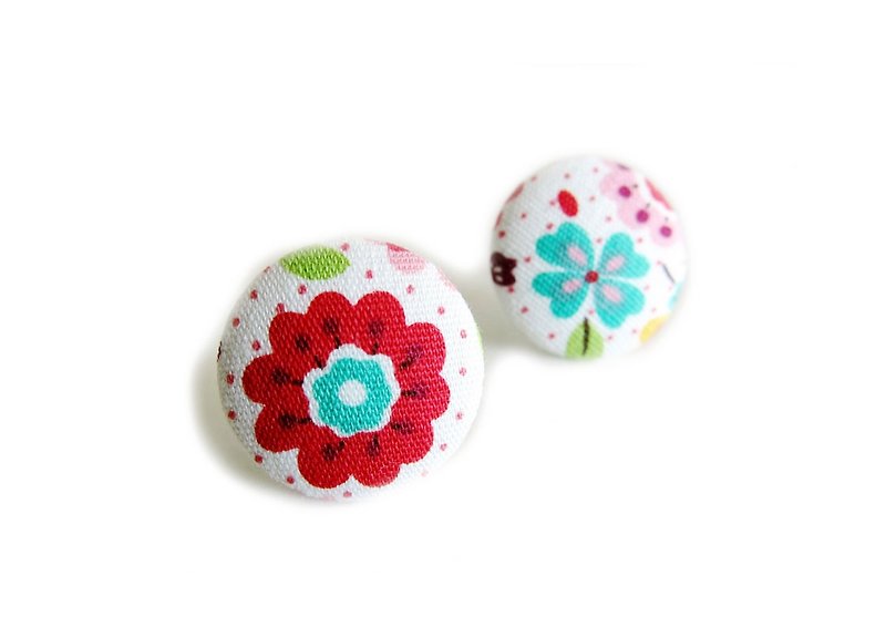 Cloths fireworks flower earrings clip-on earrings can do - Earrings & Clip-ons - Other Materials Red