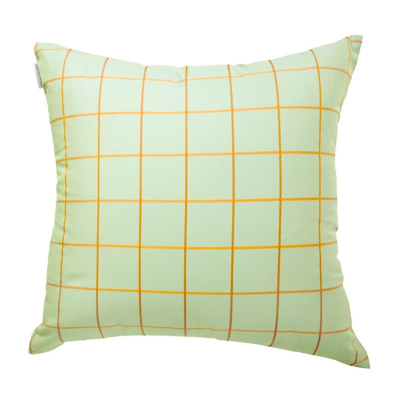 Large high-style plaid pillow (Green) - หมอน - วัสดุอื่นๆ สีเขียว